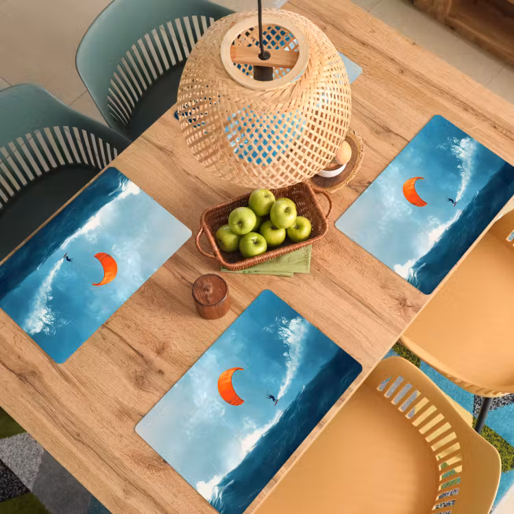 Placemat vinyl - Kitesurfer - Oranje - Zee - Lucht — 3