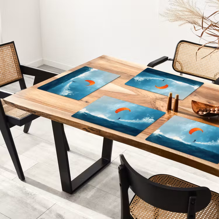Placemat vinyl - Kitesurfer - Oranje - Zee - Lucht — 4