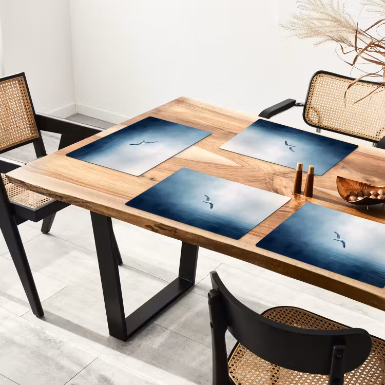 Placemat vinyl - Meeuw - Wit - Zee - Mistig — 4