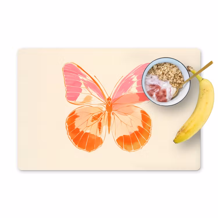 Placemat vinyl - Oranje - Vlinder - Minimalistisch — 1