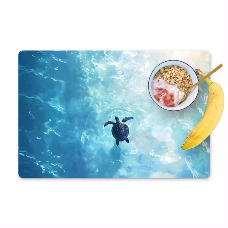 Placemat vinyl - Schildpad - Zee - Blauw - Schittering — 1