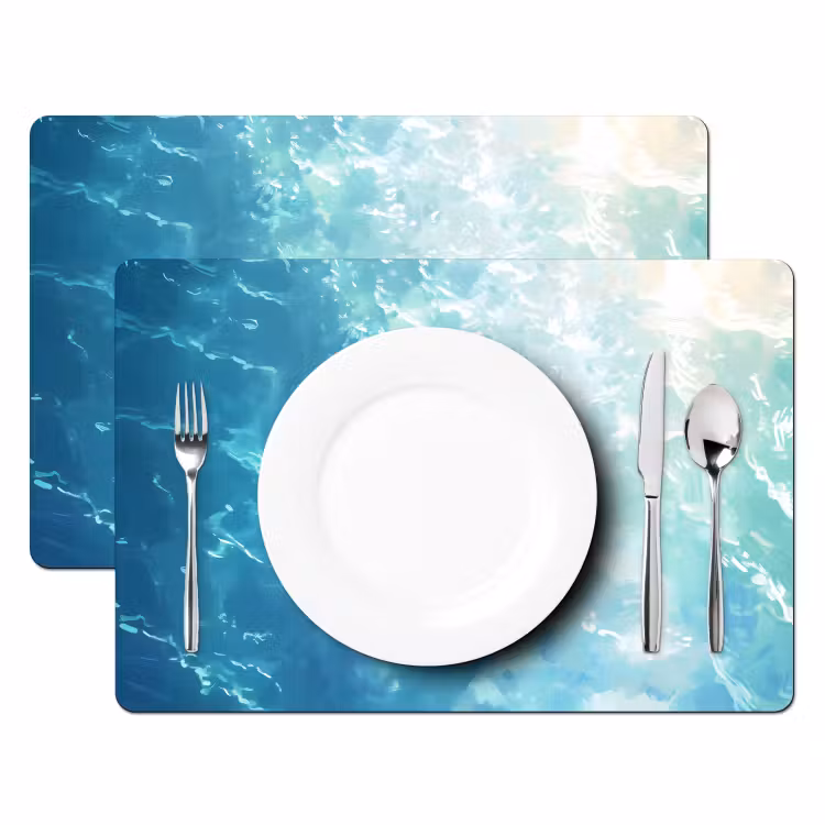 Placemat vinyl - Schildpad - Zee - Blauw - Schittering — 2