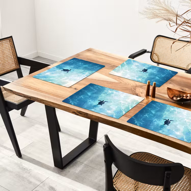 Placemat vinyl - Schildpad - Zee - Blauw - Schittering — 4