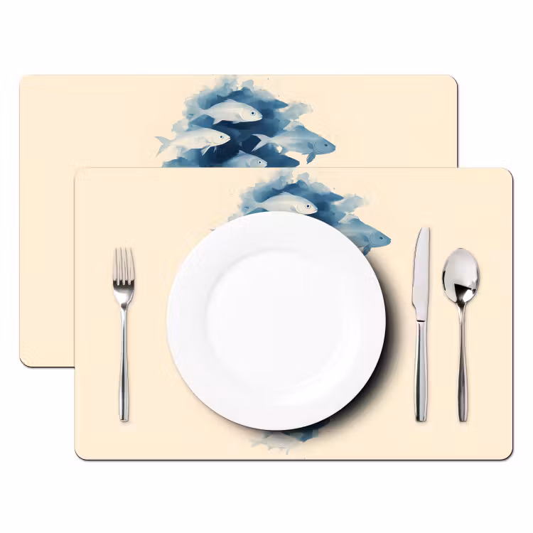 Placemat vinyl - Vissen - Minimalistisch - Blauw — 2