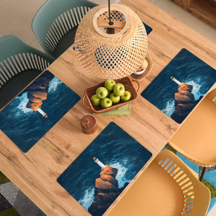 Placemat vinyl - Vuurtoren - Rots - Zee - Golven — 3