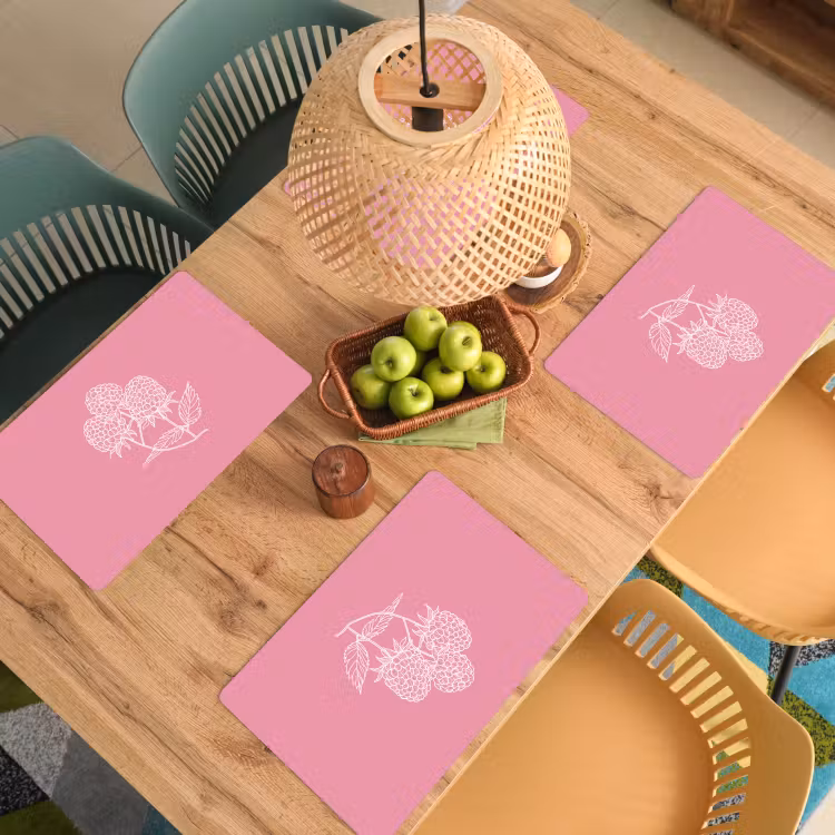 Placemat vinyl - Frambozen - Steel - Getekend - Roze — 3