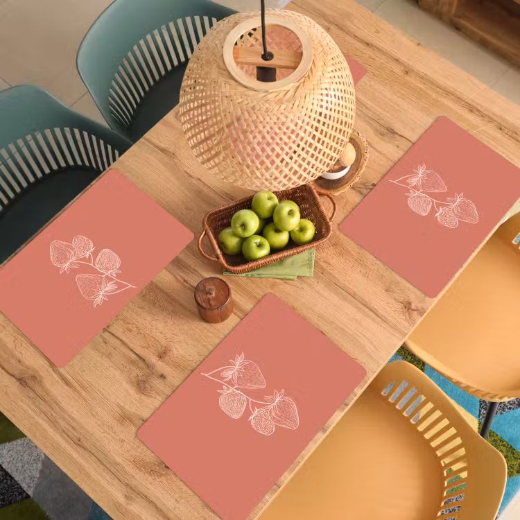 Placemat vinyl - Minimalistisch - Illustratie - Aardbei - Tak — 3