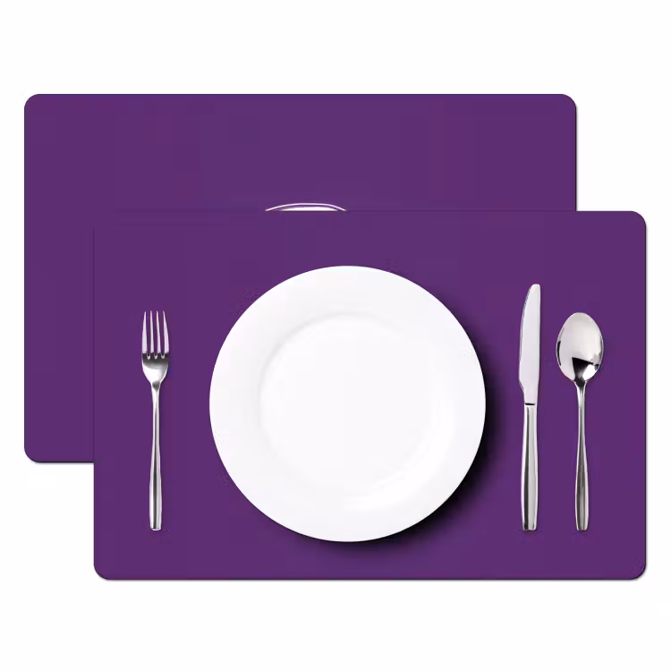 Placemat vinyl - Passievrucht - Zaadjes - Paars - Minimalistisch — 2