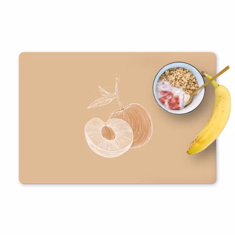 Placemat vinyl - Perzik - Lijntekening - Pit - Beige — 1