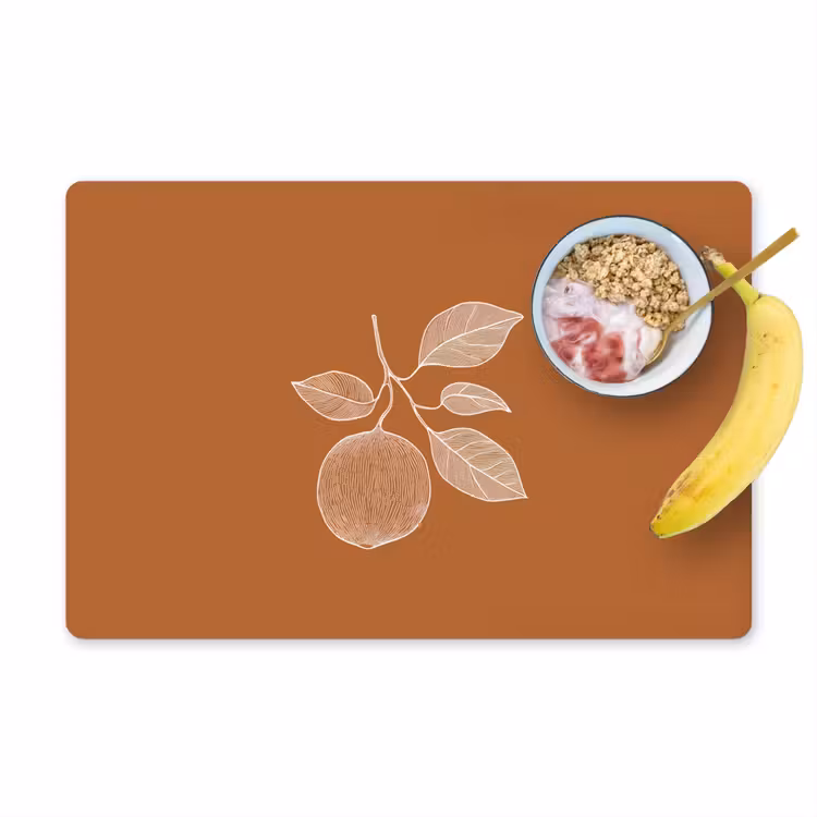 Placemat vinyl - Sinaasappel - Getekend - Bladeren - Bruin — 1
