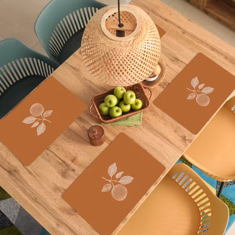 Placemat vinyl - Sinaasappel - Getekend - Bladeren - Bruin — 3