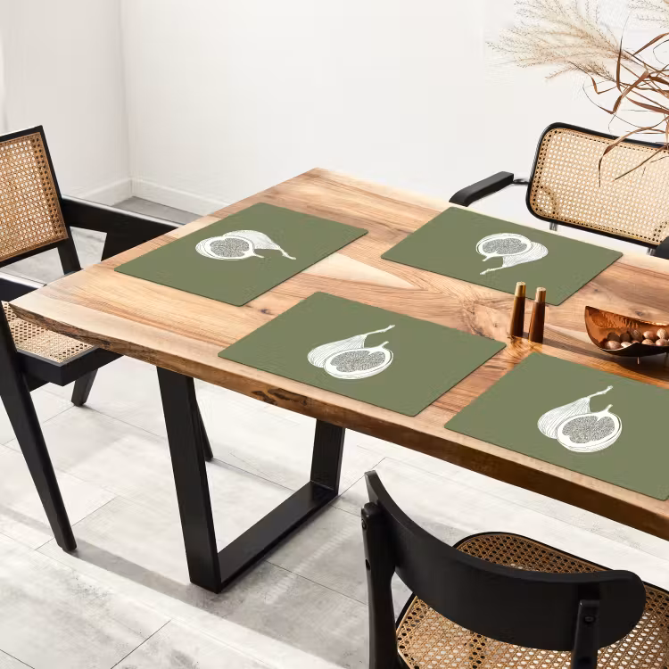 Placemat vinyl - Vijgen - Minimalistisch - Getekend - Mosgroen — 4