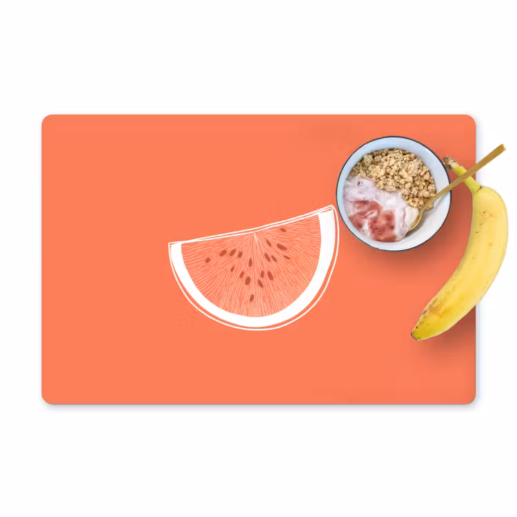 Placemat vinyl - Watermeloen - Lijnen - Koraalrood — 1