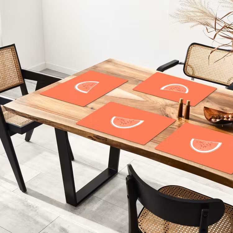 Placemat vinyl - Watermeloen - Lijnen - Koraalrood — 4