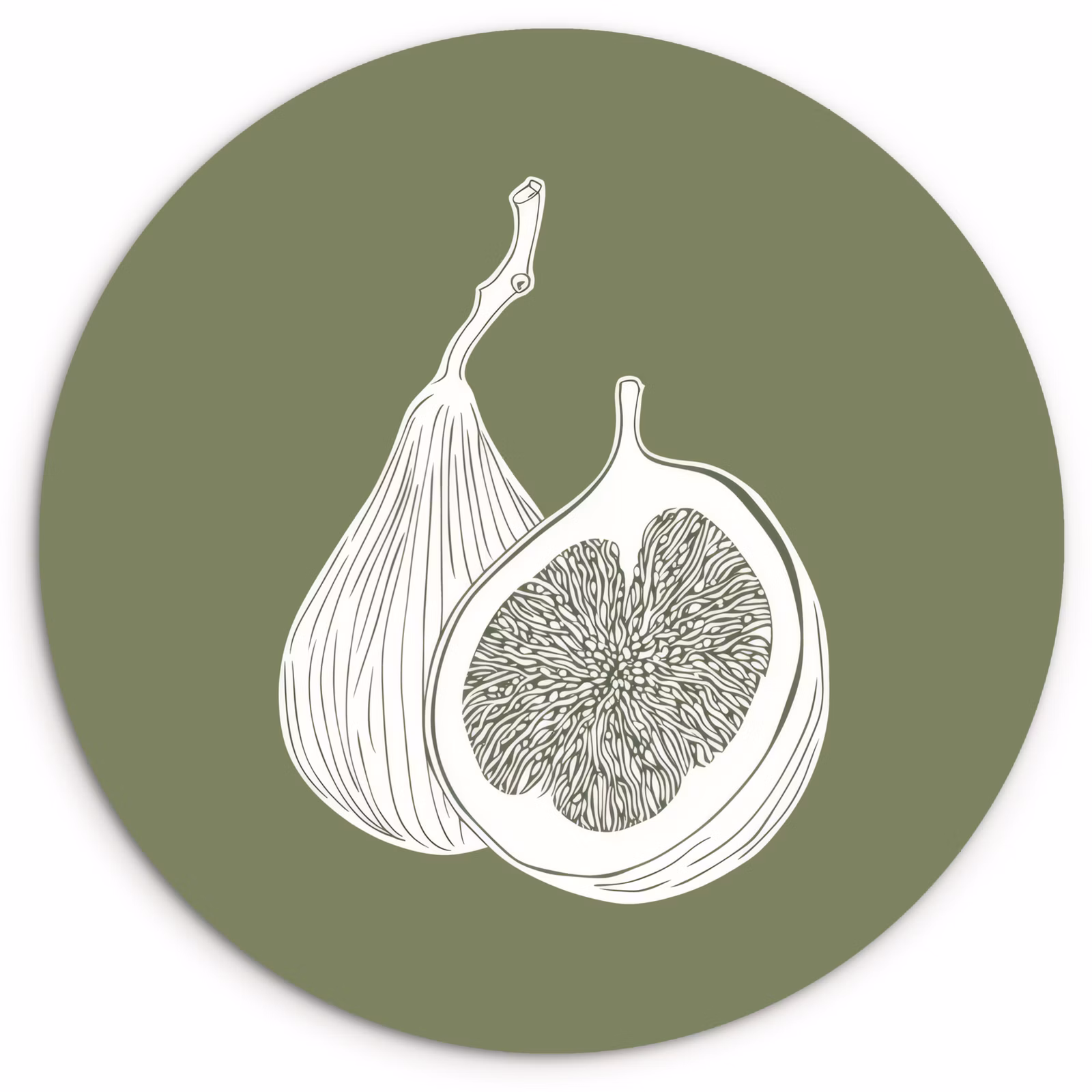 Muurcirkel - Vijgen - Minimalistisch - Getekend - Mosgroen — 1