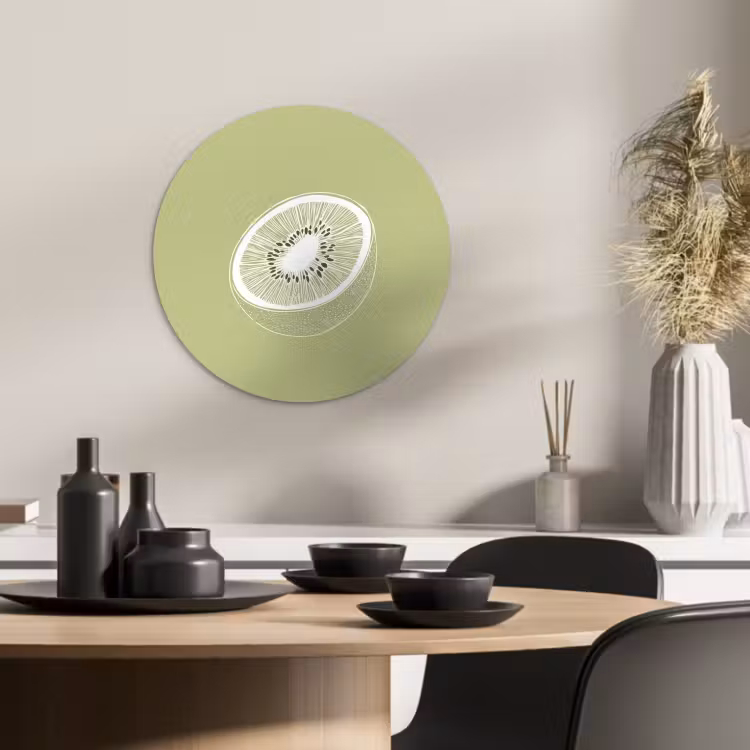 Muurcirkel - Kiwi - Lijntekening - Minimalistisch - Groen — 2