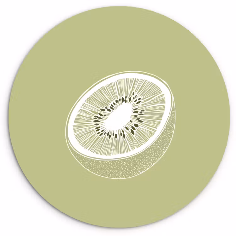 Muurcirkel - Kiwi - Lijntekening - Minimalistisch - Groen — 3