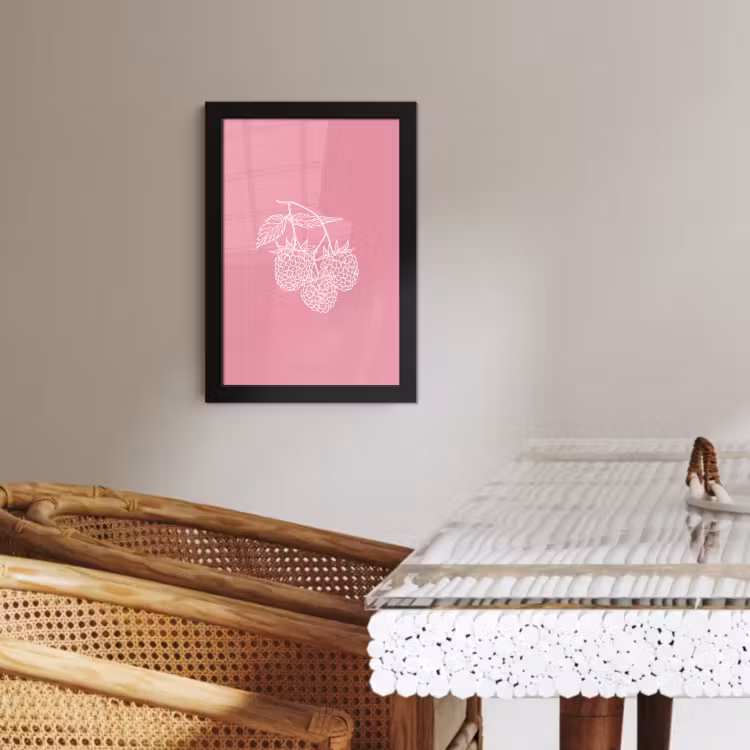 Poster met lijst - Frambozen - Steel - Getekend - Roze — 3