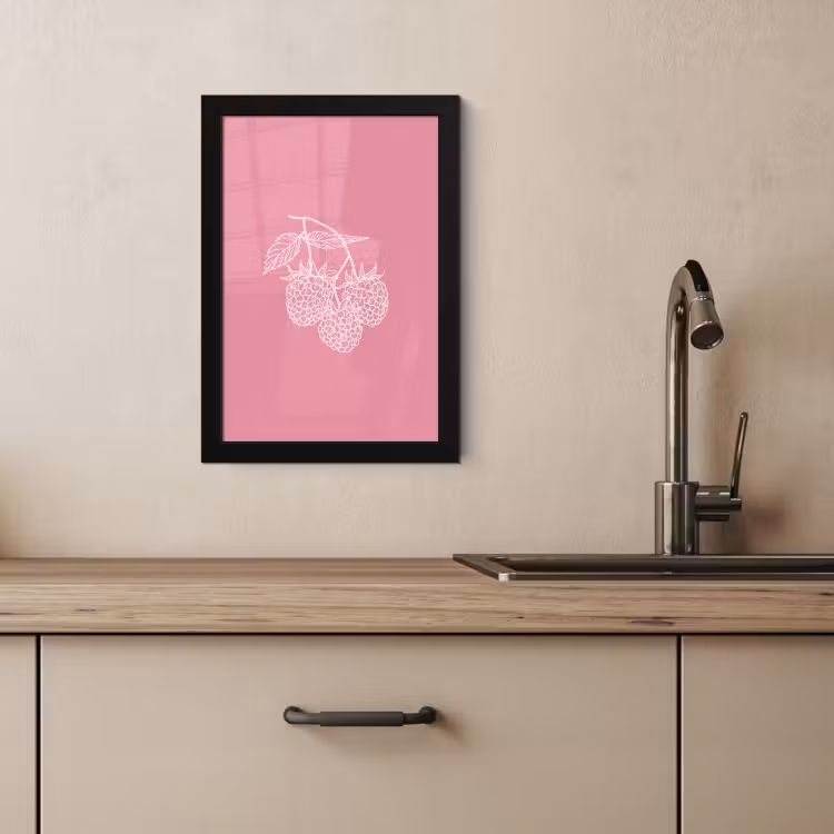 Poster met lijst - Frambozen - Steel - Getekend - Roze — 4