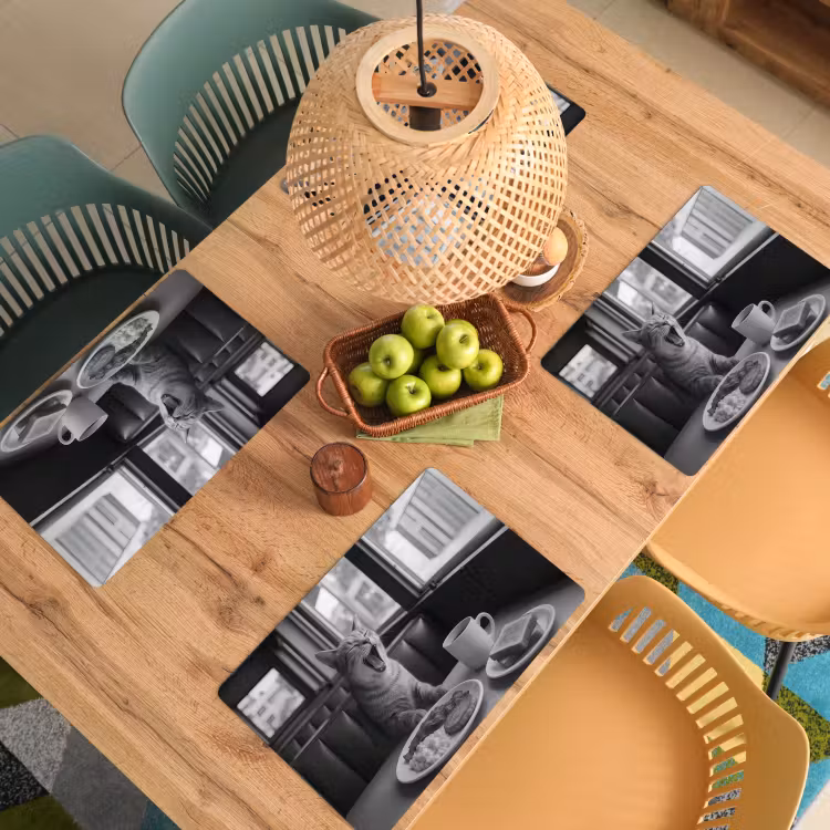 Placemat vinyl - Kat - Koffie - Brood - Zwart — 3