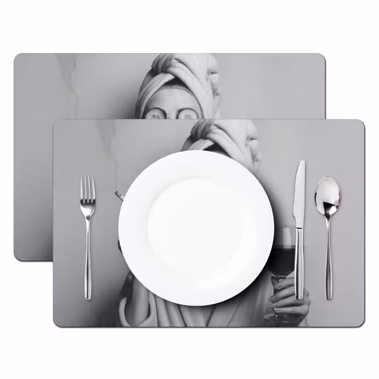 Placemat vinyl - Vrouw - Masker - Wijn - Sigaret — 2