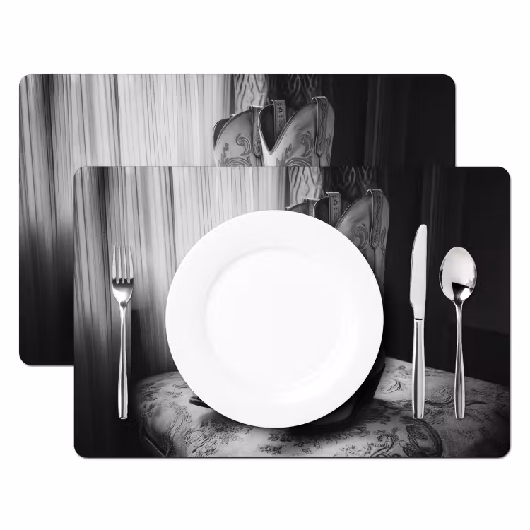 Placemat vinyl - Wijn - Cowboylaarzen - Raamlicht - Wit — 2