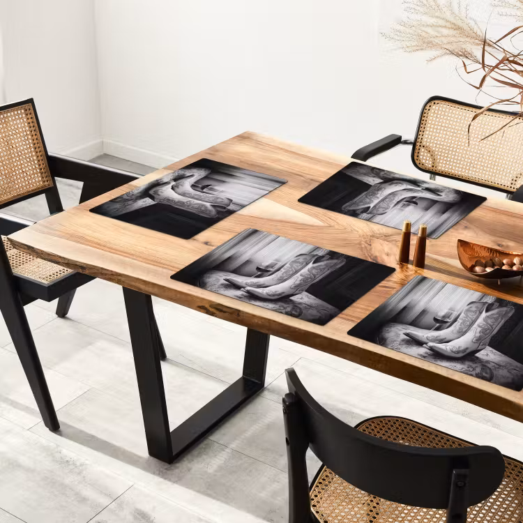 Placemat vinyl - Wijn - Cowboylaarzen - Raamlicht - Wit — 4