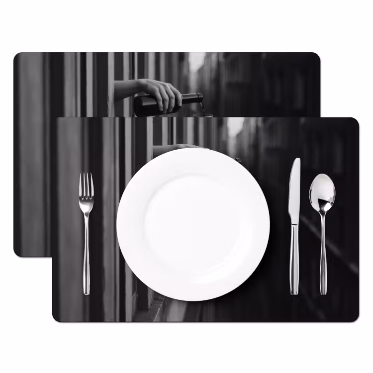 Placemat vinyl - Wijnfles - Glas - Handen - Raam — 2