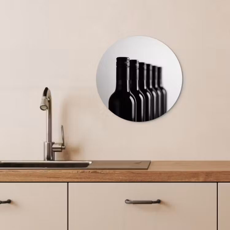 Muurcirkel - Wijnflessen - Zwart - Minimalistisch — 3