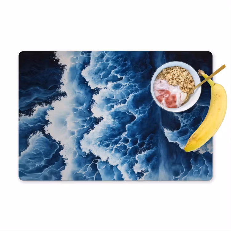 Placemat vinyl - Golven - Blauw - Schuim — 1