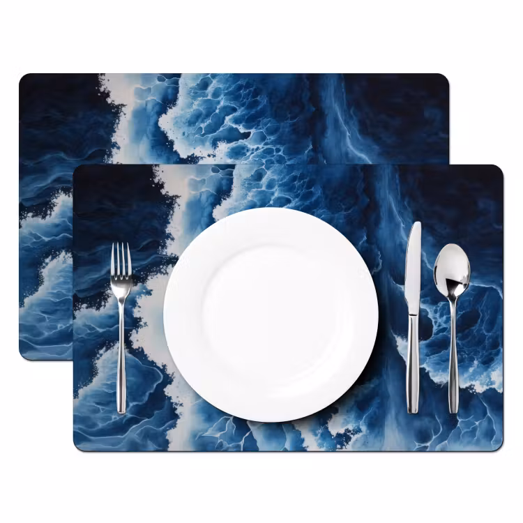 Placemat vinyl - Golven - Blauw - Schuim — 2