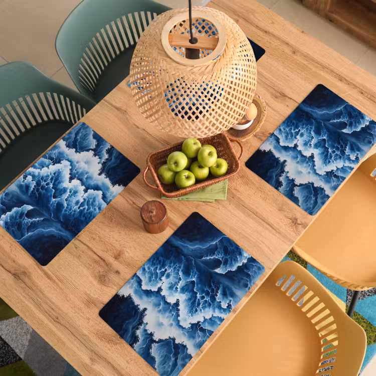Placemat vinyl - Golven - Blauw - Schuim — 3