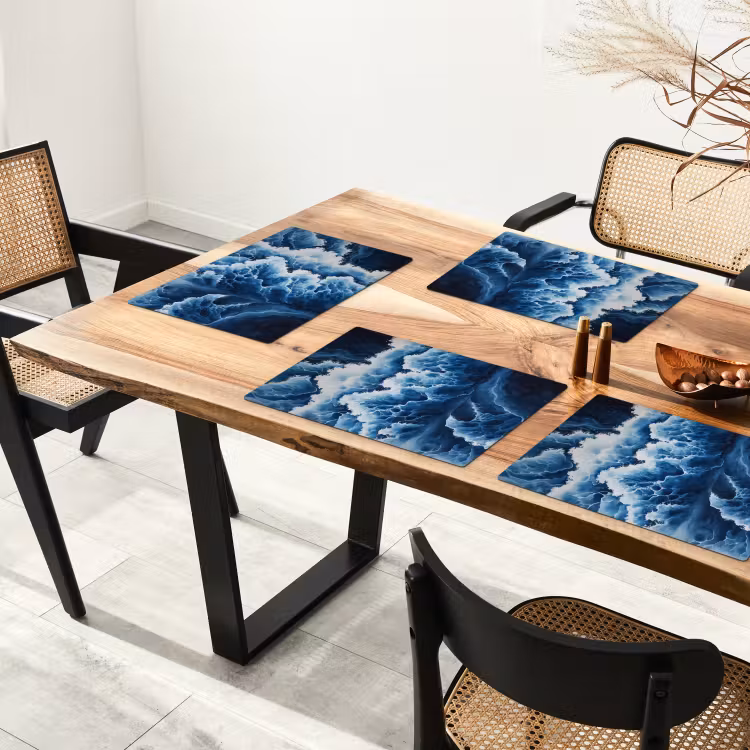 Placemat vinyl - Golven - Blauw - Schuim — 4