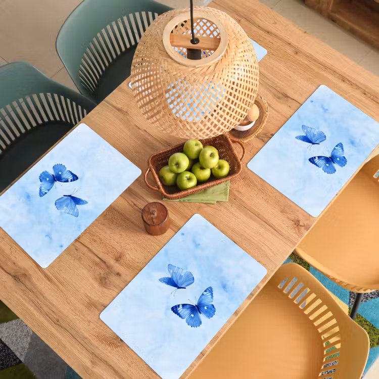 Placemat vinyl - Vlinders - Sierlijk - Blauw — 3