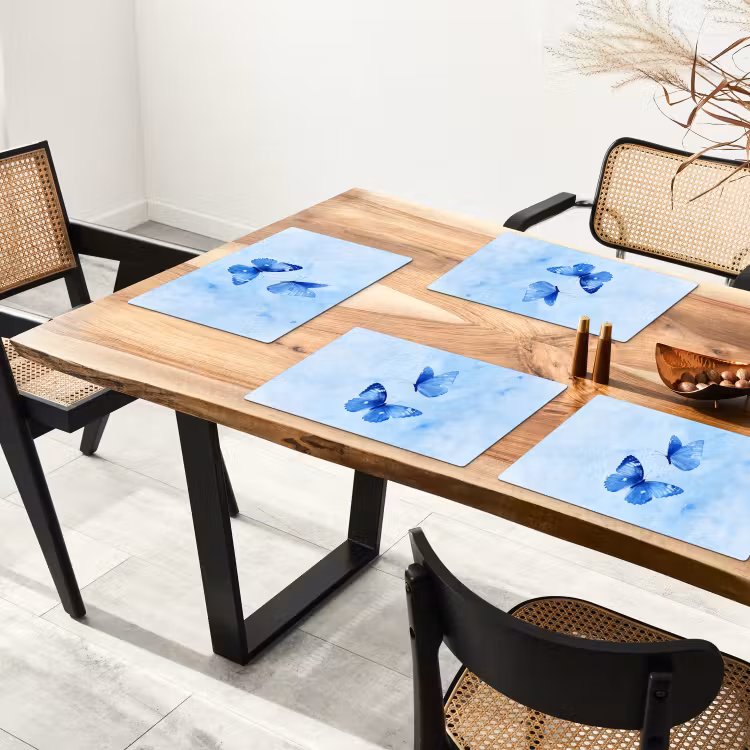 Placemat vinyl - Vlinders - Sierlijk - Blauw — 4