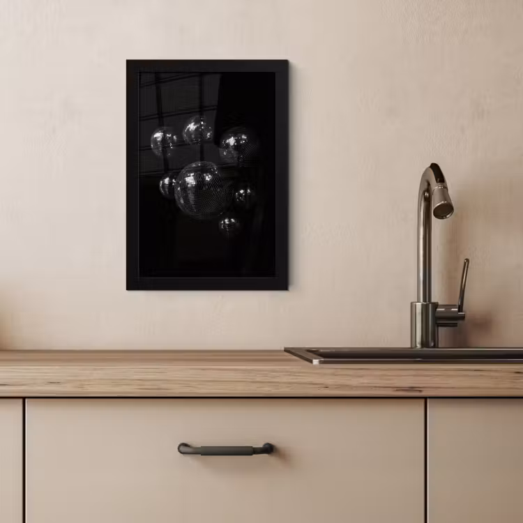 Poster met lijst - Discoballen - Minimalistisch - Zwart — 4