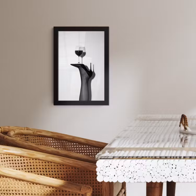 Poster met lijst - Hak - Wijn - Minimalistisch - Zwart — 2