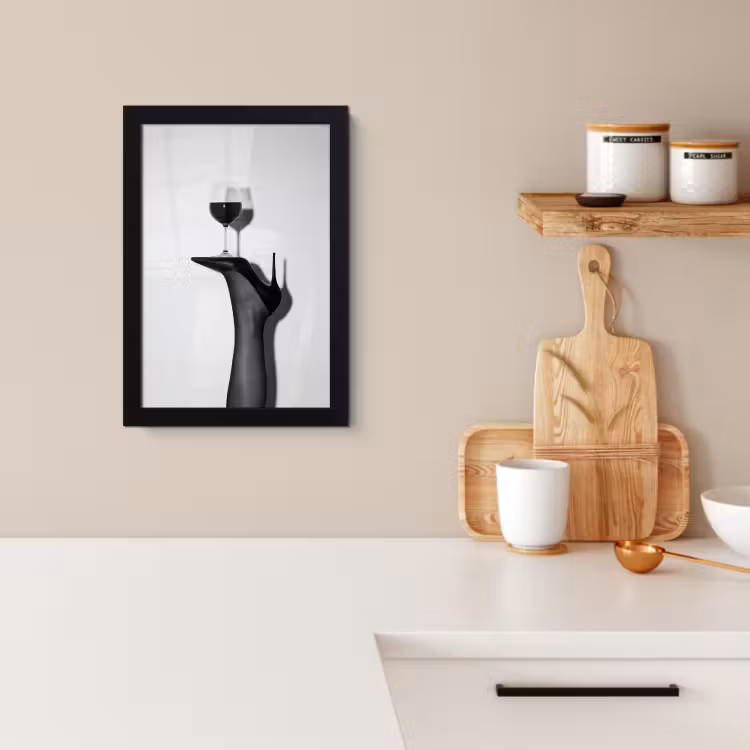Poster met lijst - Hak - Wijn - Minimalistisch - Zwart — 3