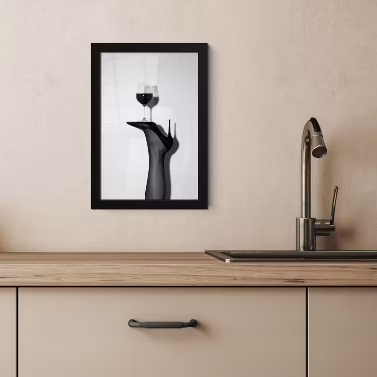 Poster met lijst - Hak - Wijn - Minimalistisch - Zwart — 4