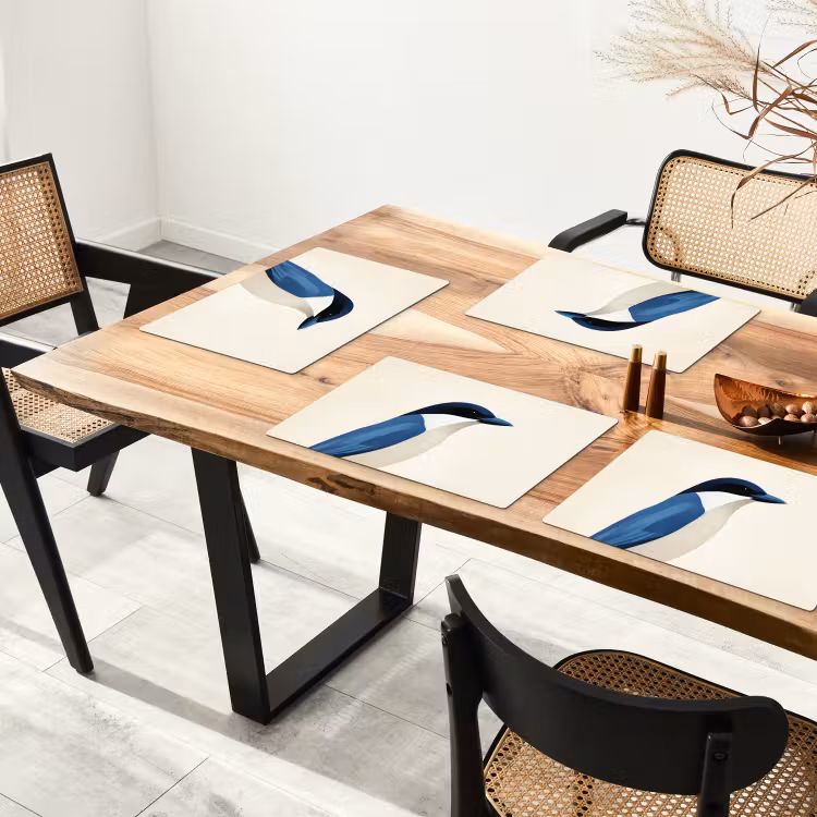 Placemat vinyl - Illustratie - Blauw - Vogel — 4