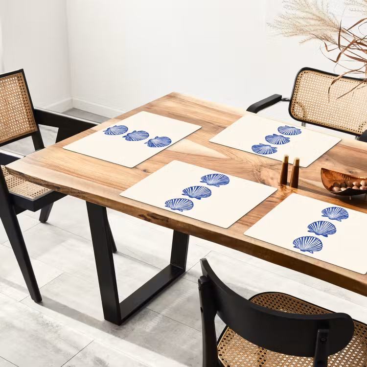 Placemat vinyl - Schelpen - Blauw - Patroon — 4