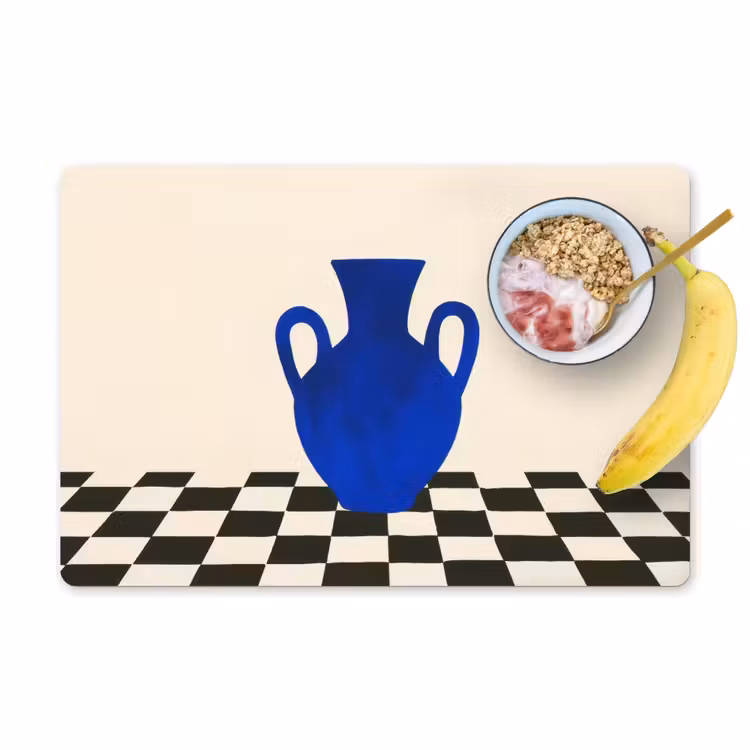 Placemat vinyl - Vaas - Blauw - Geblokt - Modern — 1