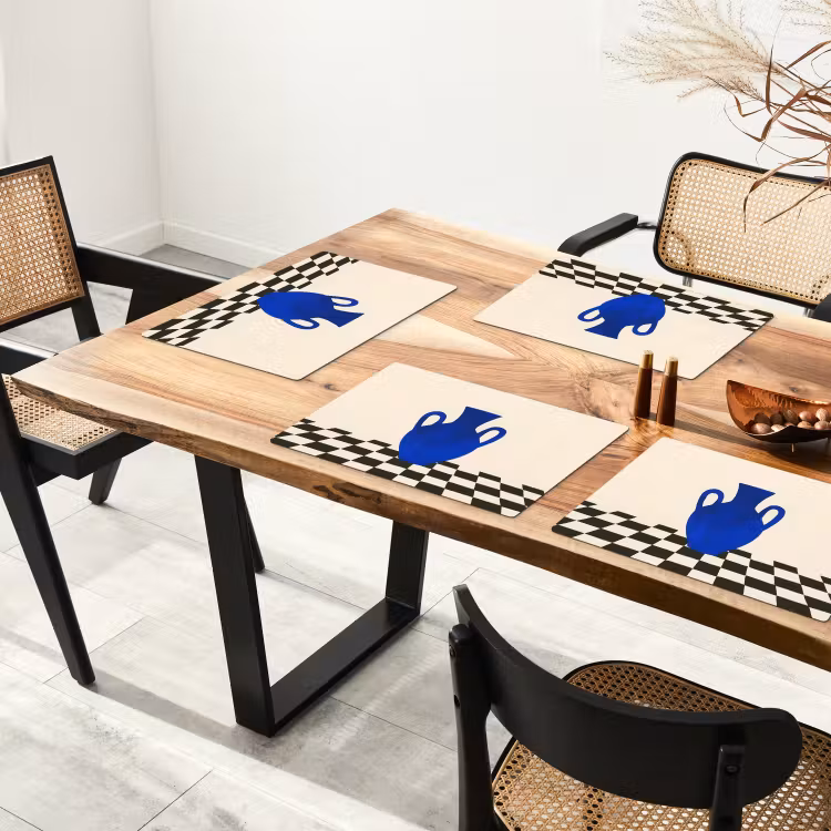 Placemat vinyl - Vaas - Blauw - Geblokt - Modern — 4