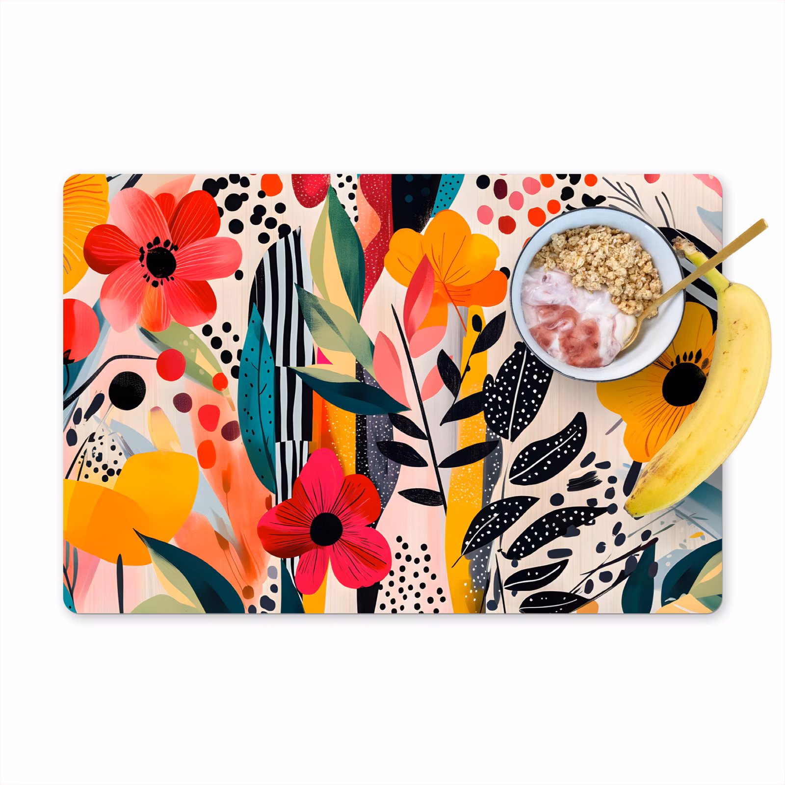 Placemat vinyl - Bloemen - Bladeren - Abstract - Kleurrijk — 1
