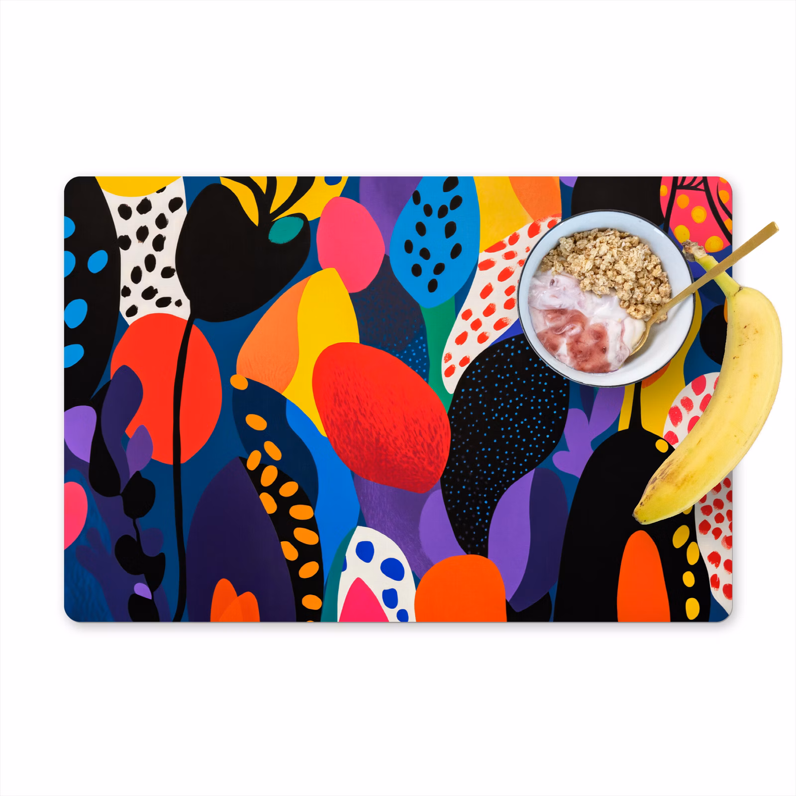 Placemat vinyl - Bloemen - Bladeren - Abstract - Rood — 1