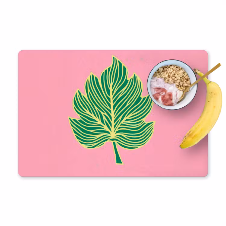 Placemat vinyl - Blad - Groen - Illustratie - Minimalistisch — 1
