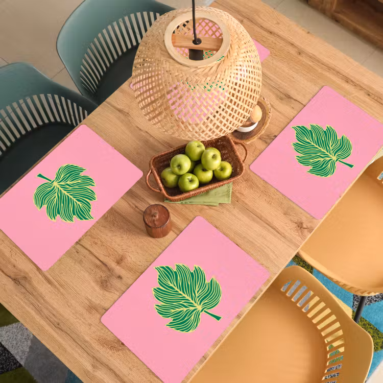 Placemat vinyl - Blad - Groen - Illustratie - Minimalistisch — 3