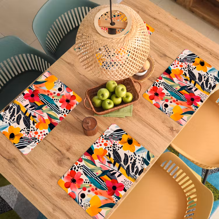 Placemat vinyl - Bloemen - Bladeren - Abstract - Kleurrijk — 3