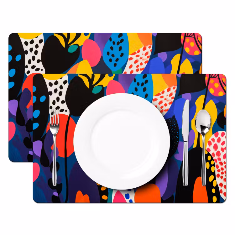 Placemat vinyl - Bloemen - Bladeren - Abstract - Rood — 2