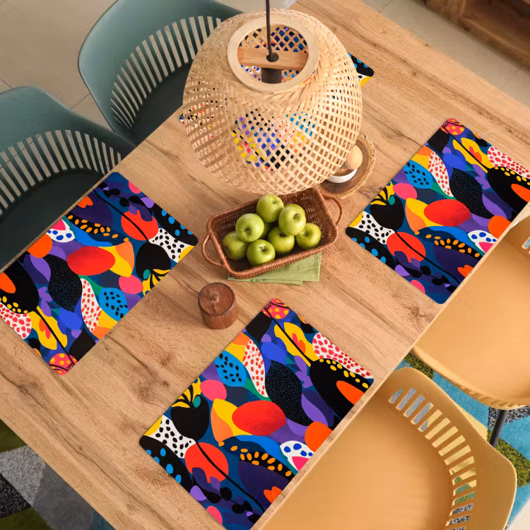Placemat vinyl - Bloemen - Bladeren - Abstract - Rood — 3